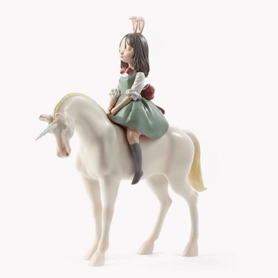 White Night Fairy Tale Dream Horse Girl Ornament