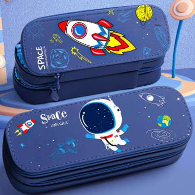 Elementary school students astronaut double-layer pencil bag