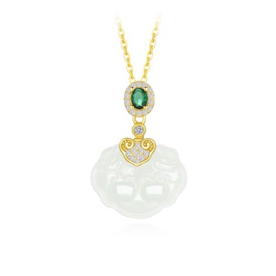Zhou Dasheng Hetian jade Ruyi necklace