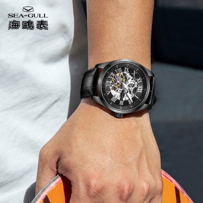 Seagull Men's Black Steel Watch