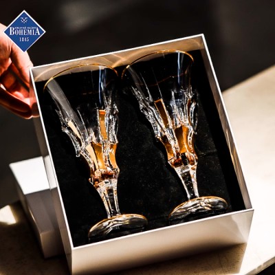 Czech BOHEMIA high-foot red wine glass gift box