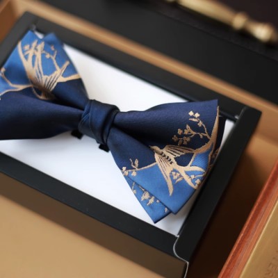 Happy Plum Blossoms Chinese Style Bow Tie