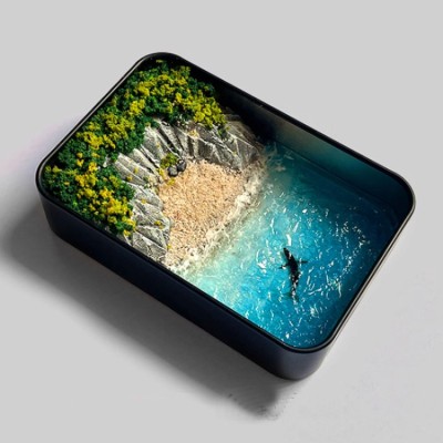 Miniature Ocean Whale Landscape Box