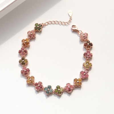 Monet Garden Four Leaf Clover Tourmaline Bracelet