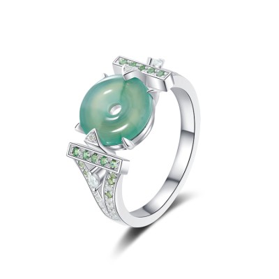 Natural Jade Peace Buckle Ring