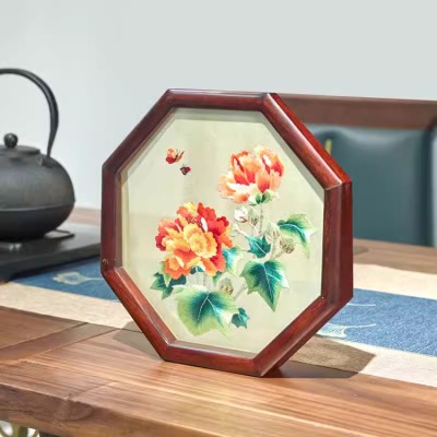 Octagonal Handmade Hunan Embroidery Ornaments