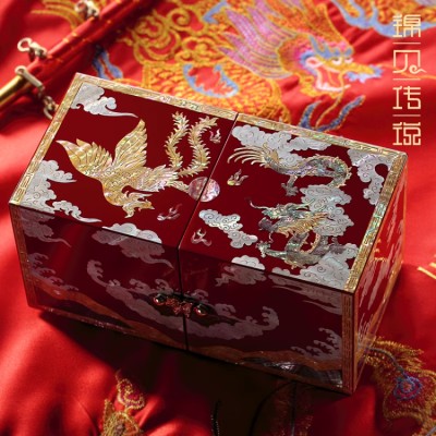 Dragon and Phoenix Lacquerware Jewelry Box