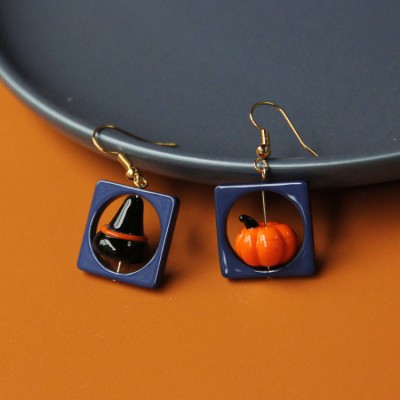 Halloween Pumpkin Witch Earrings