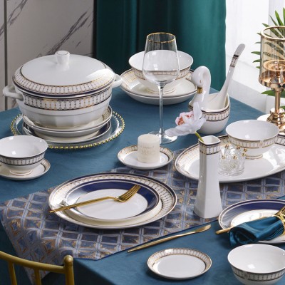 Gold rimmed bone china tableware set