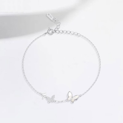 925 Silver Mother-of-Pearl Butterfly Bracelet