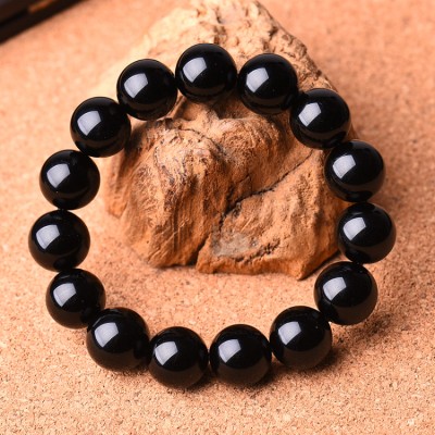 Natural obsidian men's bracelet