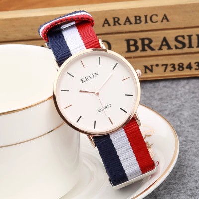 British style striped canvas watch