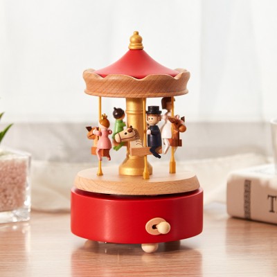 Wooden carousel music box