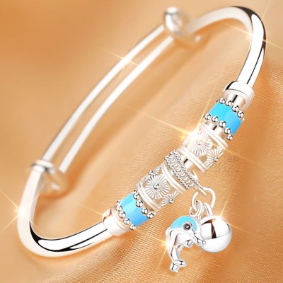 Baby sterling silver bell bracelet