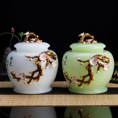 Enamel ceramic tea caddy
