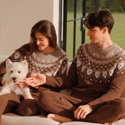 Bubble velvet couple home wear suit