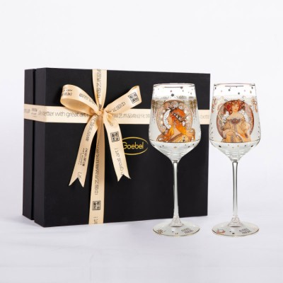 Goebel European style red wine glass pair gift box