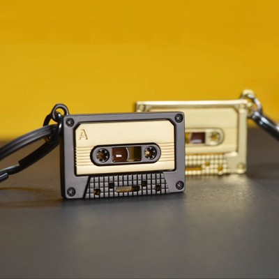 Retro cassette alloy keychain