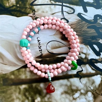 Pink coral shell multi-layer bracelet