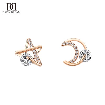 Star and Moon Asymmetrical Earrings