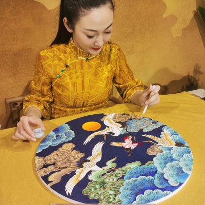 Pine Crane Longevity Cloisonne Decorative Painting