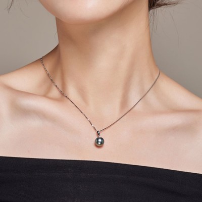 Jingrun Tahitian Black Pearl Necklace
