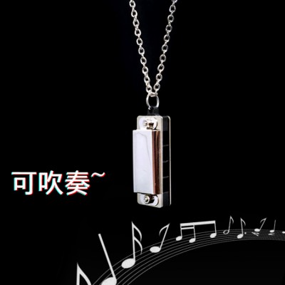 Playable harmonica necklace