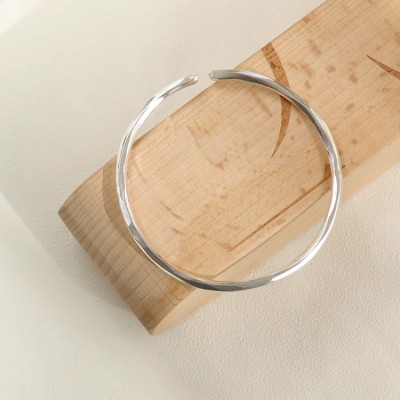 Simple Ripple Sterling Silver Bracelet