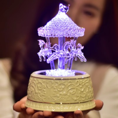 Crystal Carousel Music Box