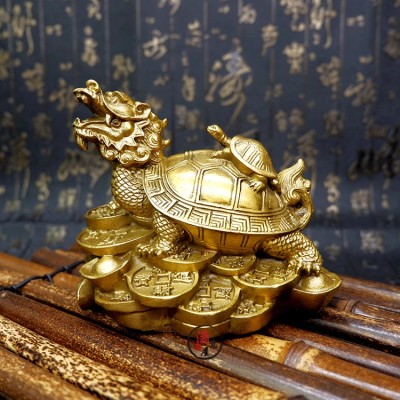 Fortune-attracting pure copper dragon turtle ornament