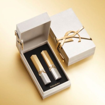 YSL Yves Saint Laurent gold and silver bar lipstick gift box