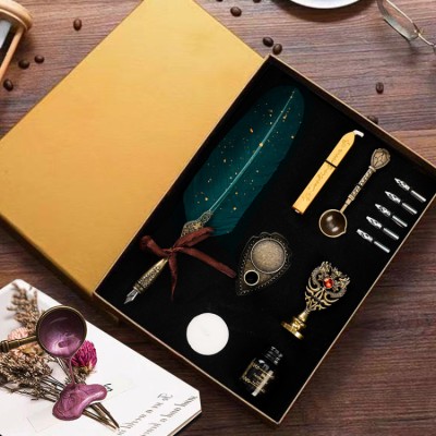 Vintage European Feather Pen Gift Box