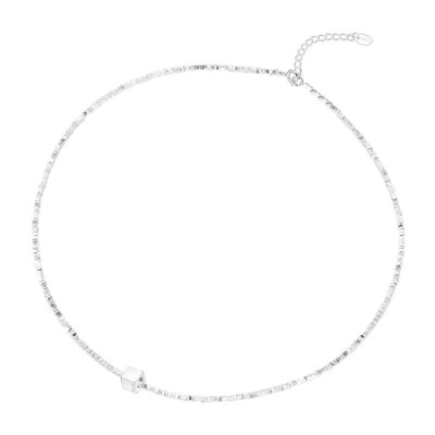 Small silver cube necklace