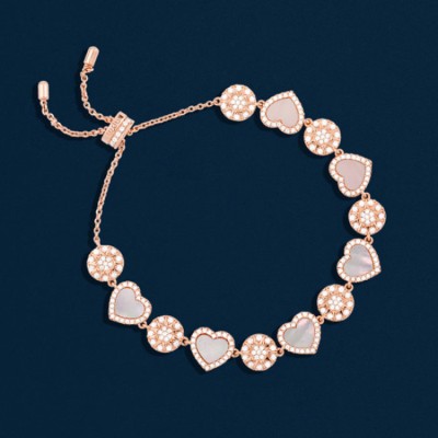 APM pink mother-of-pearl rose gold heart bracelet