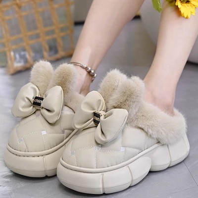 Bowknot rabbit home cotton slippers