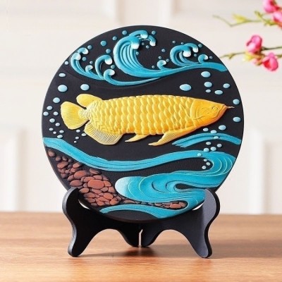 Golden Dragon Fish Activated Carbon Sculpture