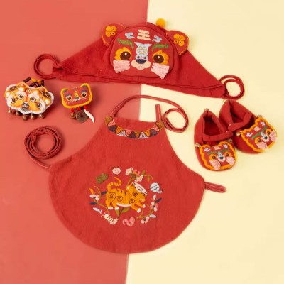 DIY baby tiger head embroidered shoes and hats