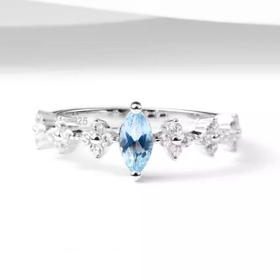 Aquamarine Crown Ring