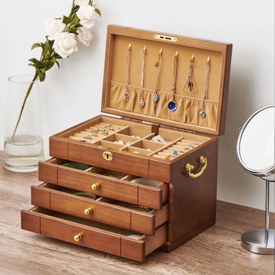 Solid wood Chinese style multi-layer jewelry box