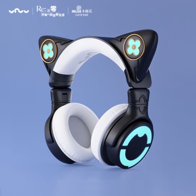 Second dimension cat wearing headphones