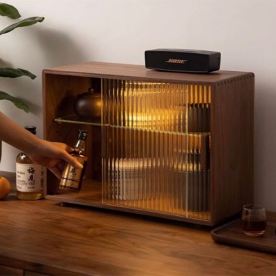 Black walnut desktop storage cabinet