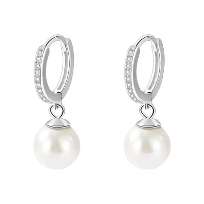 French Freshwater Pearl Hoop Earrings