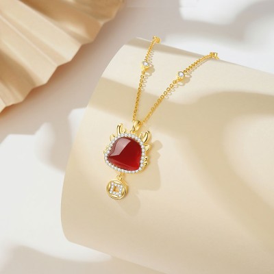 Zhou Dasheng Lucky Dragon Red Agate Necklace