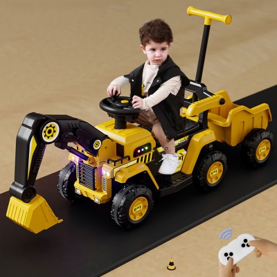 Children can ride on excavator