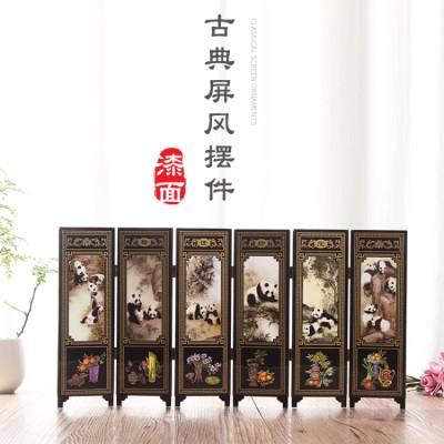 Chinese antique lacquerware small screen