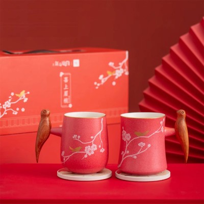 Happy Eyebrows Pair of Ceramic Cups