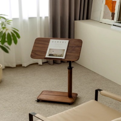 Liftable and rotating solid wood small table