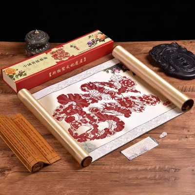 Chinese style silk paper-cut painting