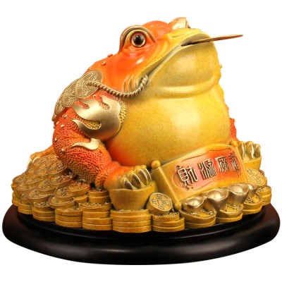 Brass three-legged golden toad ornament