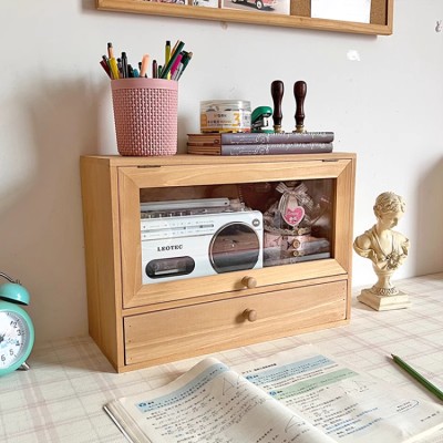 Desktop storage small wooden cabinet